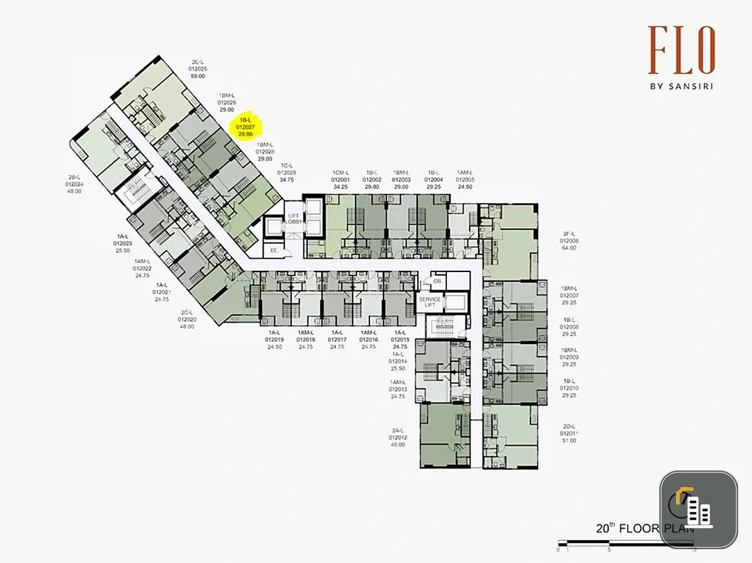 Selling down payment FLO BY SANSIRI, loft room, 20th floor, river view, best location, come and reserve today.