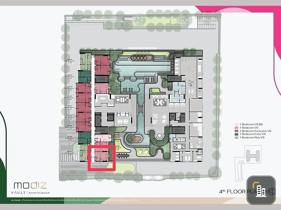Selling down payment Modiz vault Kaset Sripatum, 4th floor, 2-storey loft room, garden view, corner room, hurry and reserve before you miss out!