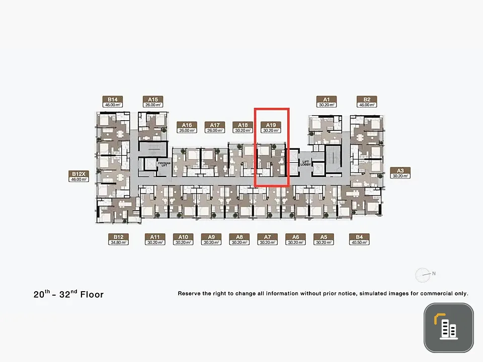 Selling down payment Noble Nue District R9, 23rd floor, very high, view side of G Tower / Central Rama9 building, no blocked view, don't miss it.