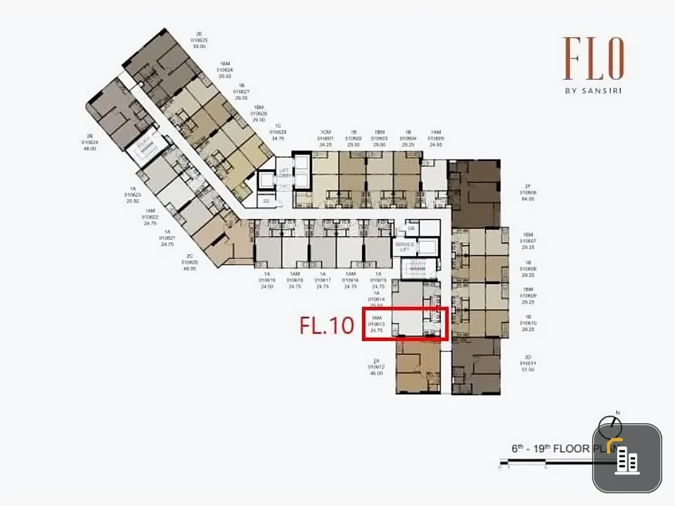 Selling down payment FLO By Sansiri, 10th floor, garden view, very comfortable to the eyes, Fully Fitted, don't just look, hurry and reserve now!