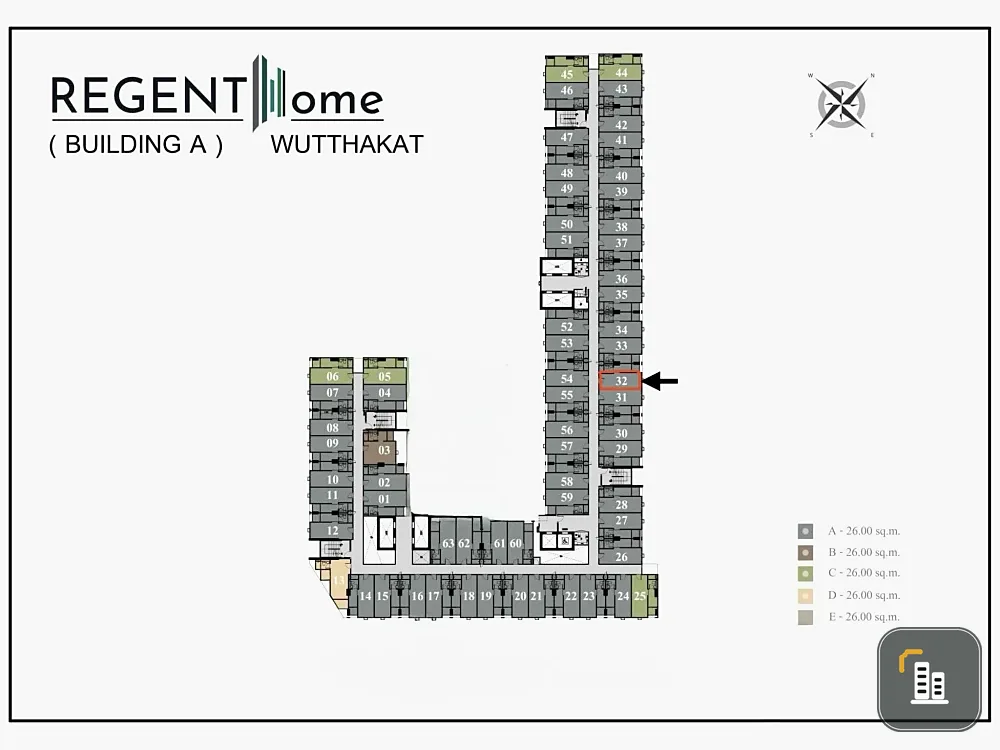 Selling down payment for Regent Home Wuttakat, north facing, cool breeze, not hot, empty room, can be decorated as you like, excellent location, very