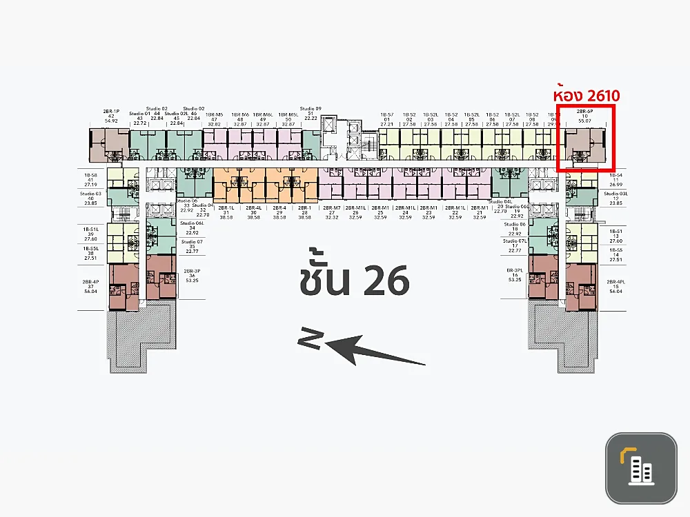 Selling down payment for The Livin Ramkhamhaeng, 26th floor, corner room, good project, worth living in, reserve now, urgently.