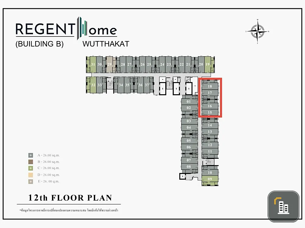 Selling down payment for Regent Home Wuttakat, 12th floor, good project, worth living in, reserve now, hurry!