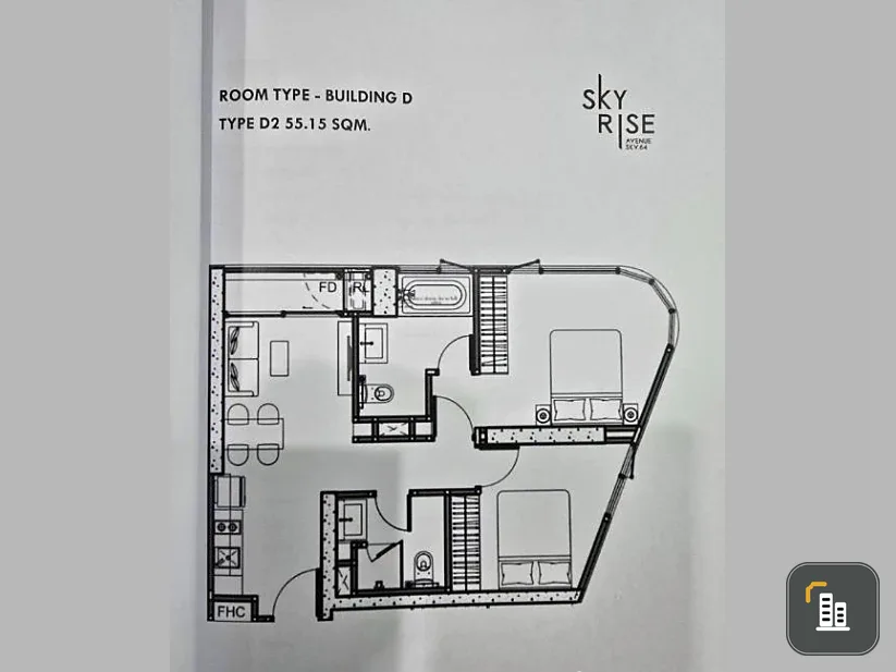 Down payment for sale, Skyrise Avenue Sukhumvit 64, 18th floor, corner room, good project, worth living, reserve now, urgently.