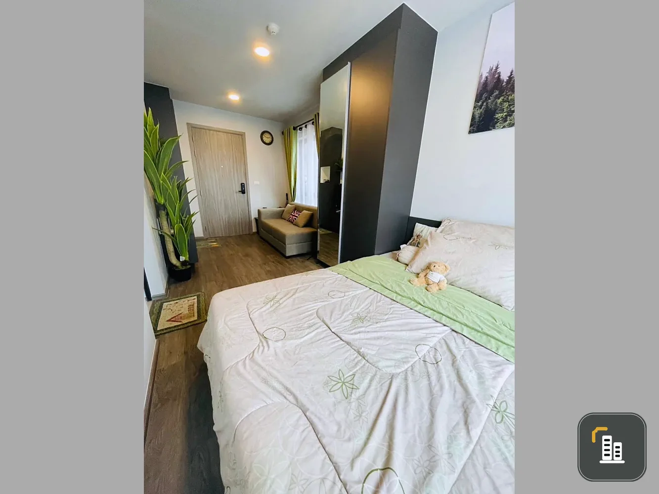 For rent!! Condo Monte Rama 9, 8th floor, garden view, fully furnished, move in with your bags, book now!!