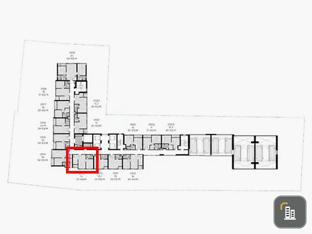 For sale, Quintara MHy'Den Pho Nimit, 1 large bedroom, 34 sq m., 8th floor, lots of space, north-facing room, cool and comfortable, must reserve now.