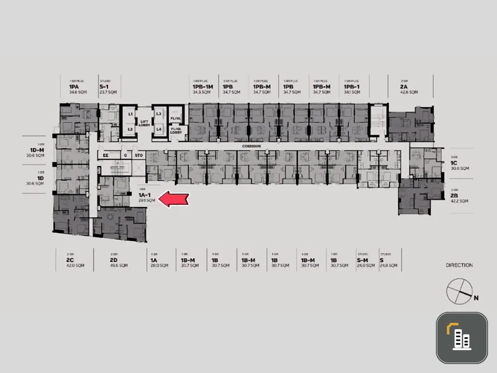 Selling down payment Metris District Ladprao, 22nd floor, good project, complete facilities, hurry and reserve now.