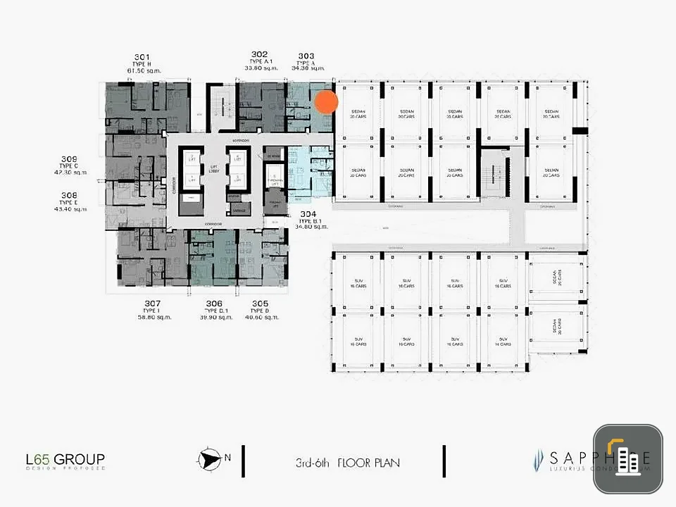 Selling down payment for Sapphire Luxurious Condo, Rama 3. The room is spacious and comfortable. The view of the green area is very pleasing to the ey