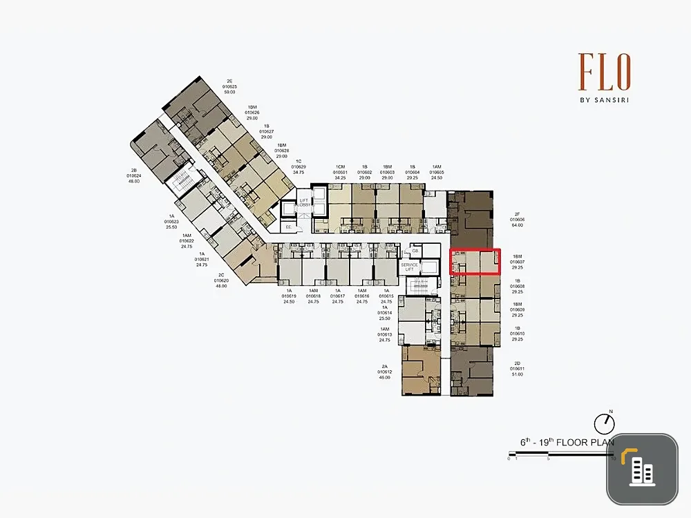 Selling down payment FLO by Sansiri, ICONSIAM view, private room, no room opposite, miss it and you will regret it.