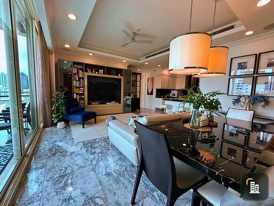 For sale: Royce Private Residences Marble floors, floor-to-ceiling windows and private balconies with panoramic skyline views. Reservations required.