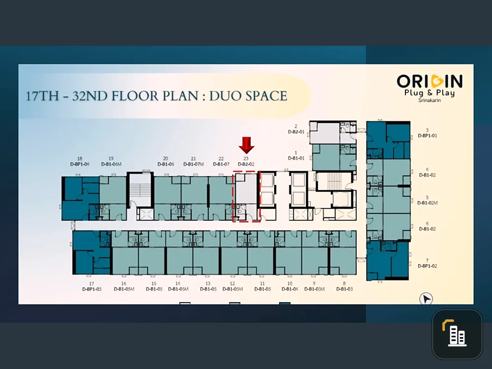 Selling down payment Origin Plug & Play Srinakarin, high ceiling room, airy and spacious, good location, great common area, don't miss it.