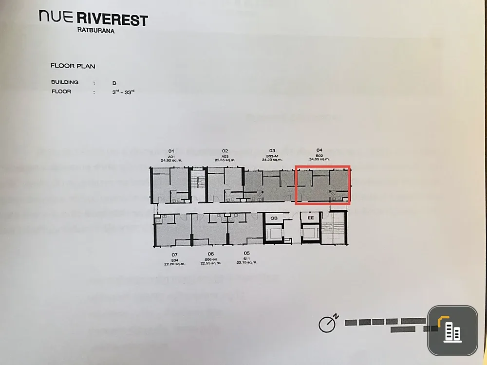 Selling down payment Nue Riverest Rat Burana, 28th floor, river view, wide front room plan, comfortable, not cramped, must reserve like this.