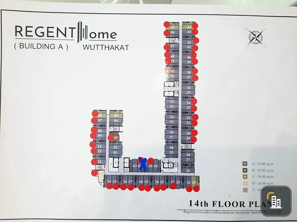 Selling down payment Regent Home Wutthakat 14th floor, swimming pool view, very attractive price, come and own it today.