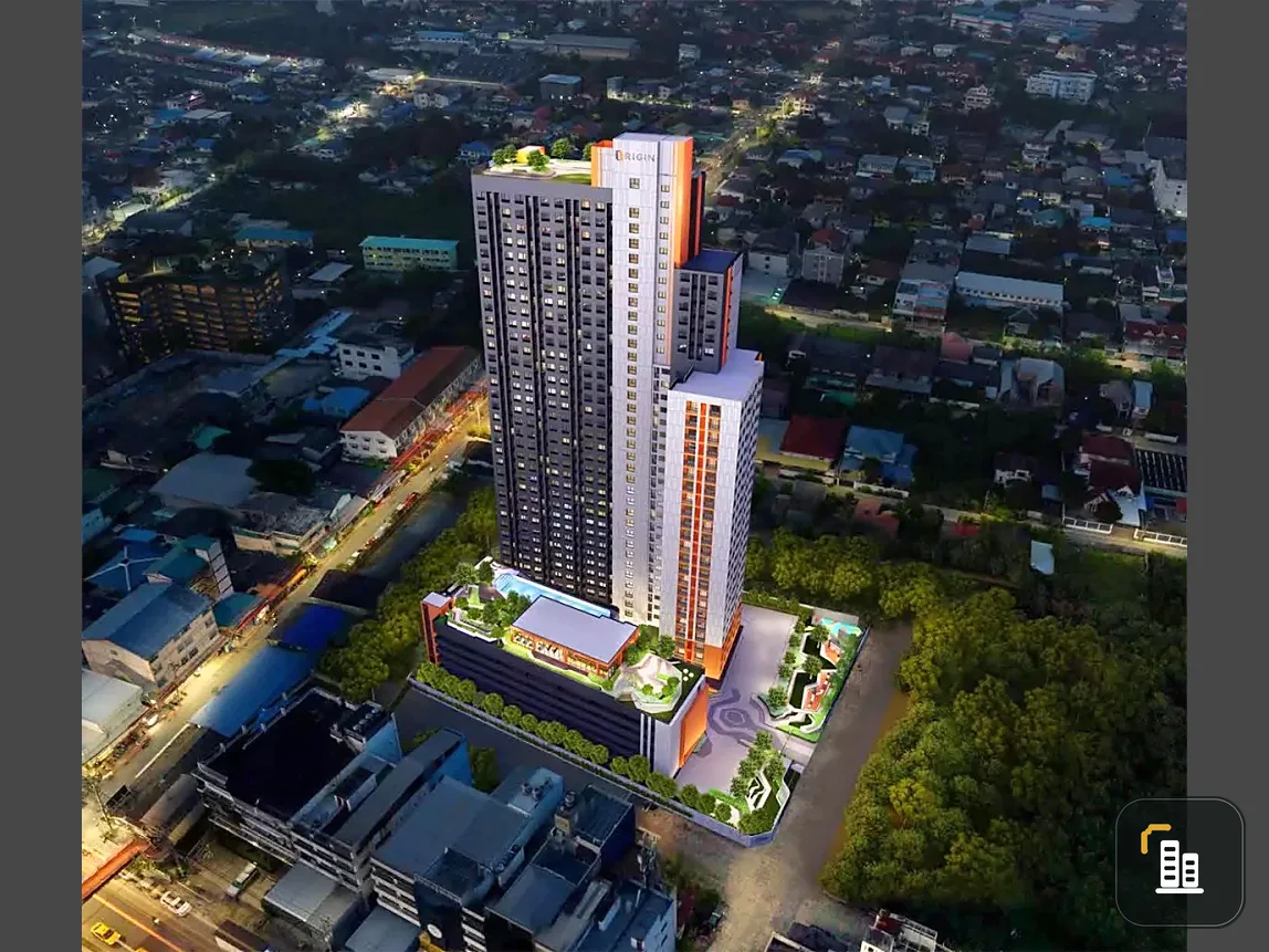 For sale THE ORIGIN SUKHUMVIT - PRAKSA, a nice room on a high floor, corner room, good like this, hurry and book before you miss out++