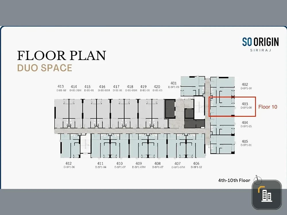 Selling down payment SO Origin Siriraj, 10th floor, good view, no buildings blocking the view. Interested in owning it? Hurry and reserve now. Urgent!