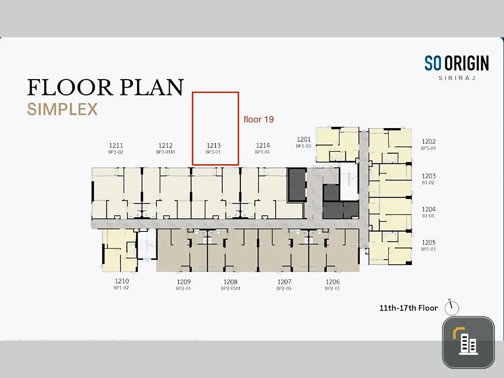 Selling down payment, So Origin Siriraj, 19th floor, North side, good project, complete common area, reserve now, don't wait.