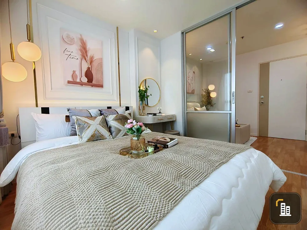 Urgent sale!! Lumpini Condo Nawamin Sri Burapha, 12th floor, Building C2, garden corner, fully furnished, inviting. Don't wait! Reserve now!!