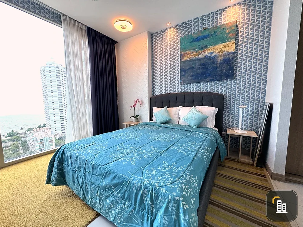 For rent: The Riviera Wong Amat Beach, a lovely room, beautifully decorated, excellent built-in furniture, sea view, reserve now!